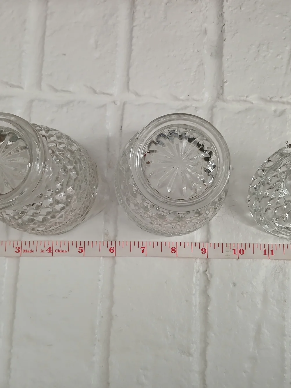 Vintage Diamond-Cut Clear Glass Creamer & Lidded‎ Sugar Bowl Set